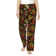 thumbnail image 1 of Bixox Women's Vintage Autumn Plants Butterfly Patterned Pajama Pants Loungewear, 1 of 5