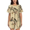 thumbnail image 1 of Bixox Women's Vintage Bird Printed Pajama Set 2 Piece Lounge Set Top and Shorts Soft Pajamas, Shorts with Pockets, 1 of 7