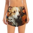 thumbnail image 1 of Bixox Women's Vintage Colorful Flower Puppy pattern 2 in 1 Running Shorts - Lightweight Athletic Workout Gym Yoga Shorts Liner with Pockets - X-Large, 1 of 5
