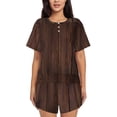thumbnail image 1 of Bixox Women's Vintage Wood Printed Pajama Set 2 Piece Lounge Set Top and Shorts Soft Pajamas, Shorts with Pockets, 1 of 7
