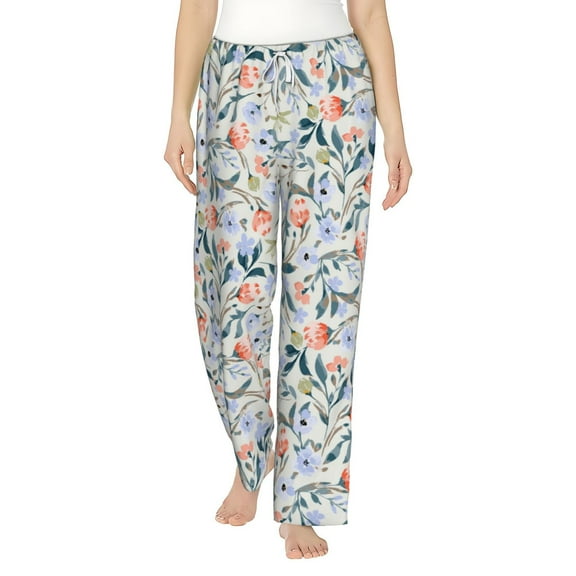 Bixox Women's Watercolor Wildflowers 1 Patterned Pajama Pants Loungewear
