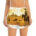 thumbnail image 1 of Bixox Women's Western Cowboy Ranch pattern 2 in 1 Running Shorts - Lightweight Athletic Workout Gym Yoga Shorts Liner with Pockets - Medium, 1 of 5
