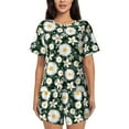 thumbnail image 1 of Bixox Women's White Daisies and Bee Printed Pajama Set 2 Piece Lounge Set Top and Shorts Soft Pajamas, Shorts with Pockets, 1 of 7