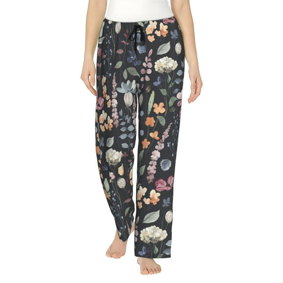Bixox Women's Wildflower Watercolor 1 Patterned Pajama Pants Loungewear