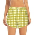 thumbnail image 1 of Bixox Women's Yellow Checkboard pattern 2 in 1 Running Shorts - Lightweight Athletic Workout Gym Yoga Shorts Liner with Pockets - X-Large, 1 of 7