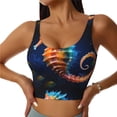 thumbnail image 1 of Bixox Women's Yellow Fish Seahorse Pattern Fitness Navel Tank Top U-Back Yoga Tank Top Sweatshirt Sports Bra, 1 of 5