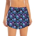 thumbnail image 1 of Bixox Women's blue daisy Skull flower pattern 2 in 1 Running Shorts - Lightweight Athletic Workout Gym Yoga Shorts Liner with Pockets - Medium, 1 of 5
