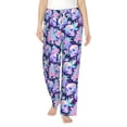 thumbnail image 1 of Bixox Women's pinkk flower crystal Skull Patterned Pajama Pants Loungewear, 1 of 5