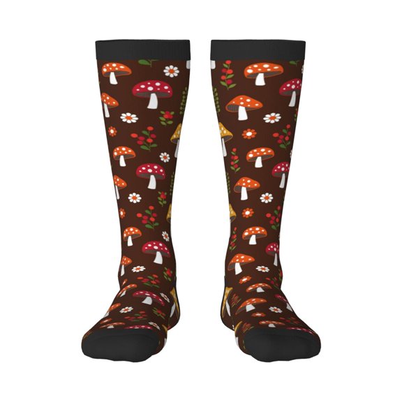 Bixox Woodland Mushroom Patterned Men's and Women's Knee Socks High Socks Outdoor Sports Socks
