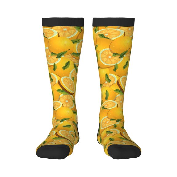 Bixox Yellow Limes Patterned Men's and Women's Knee Socks High Socks Outdoor Sports Socks
