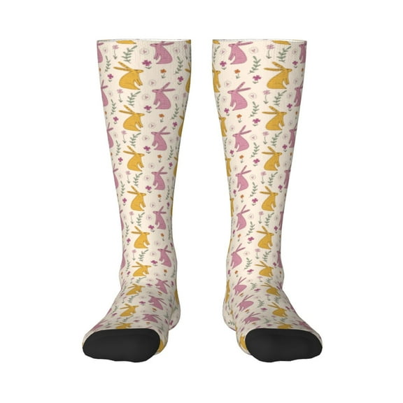 Bixox Yellow Pueple Rabbit Patterned Men's and Women's Knee Socks High Socks Outdoor Sports Socks
