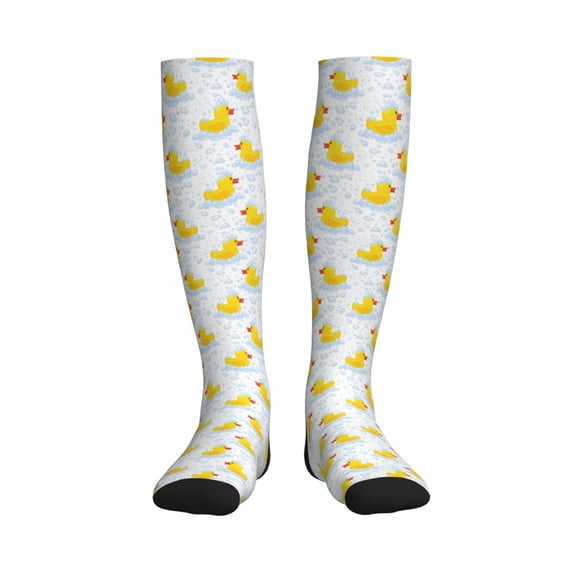Bixox Yellow Rubber Duck Print Compression Socks,Compression Socks Women & Men Circulation for Medical,Running,Athletic