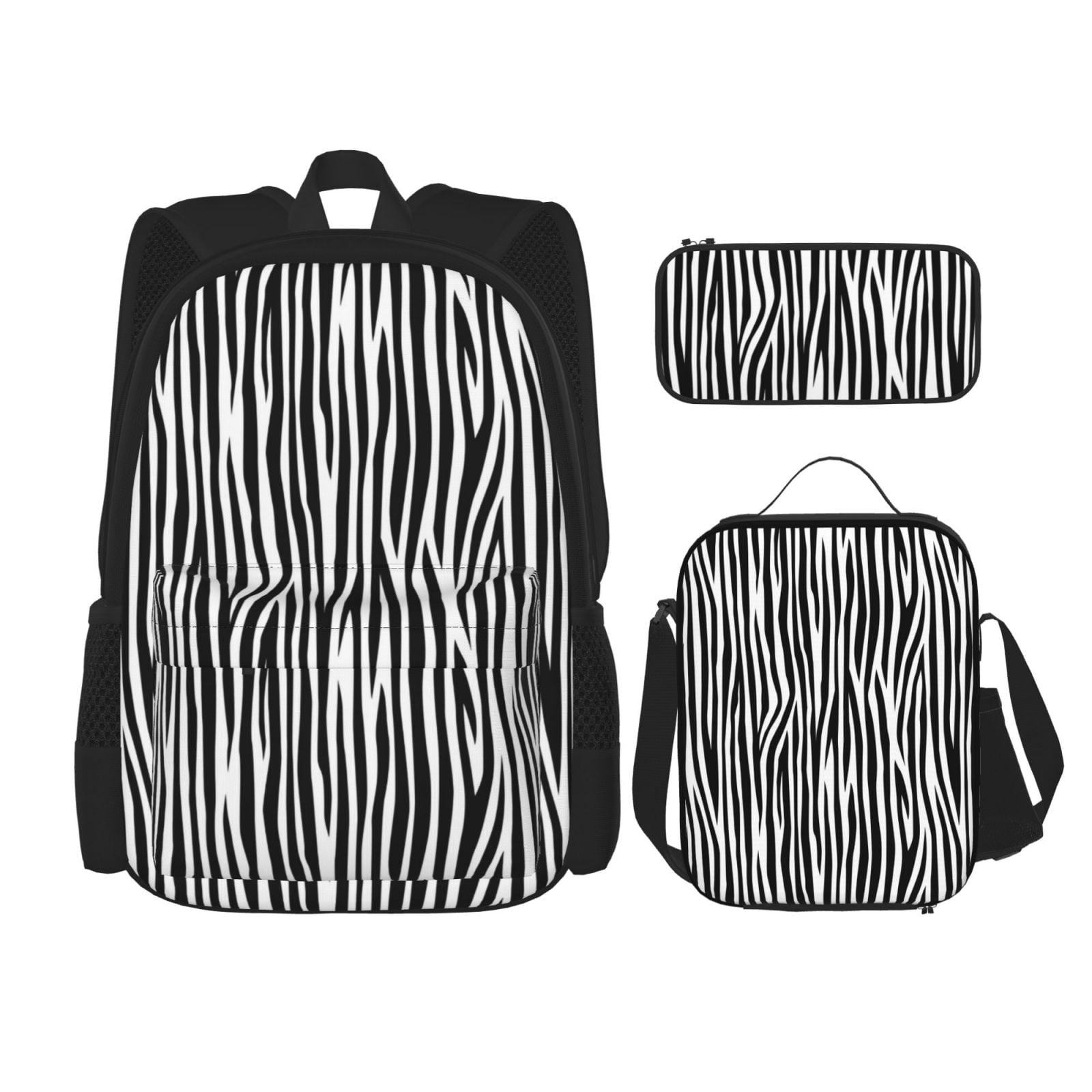 Wanzuoeng Wolf Print Backpack Set - 3 Piece With Lunch Box & Pencil Case, Kids School Bag For Travel & Hiking