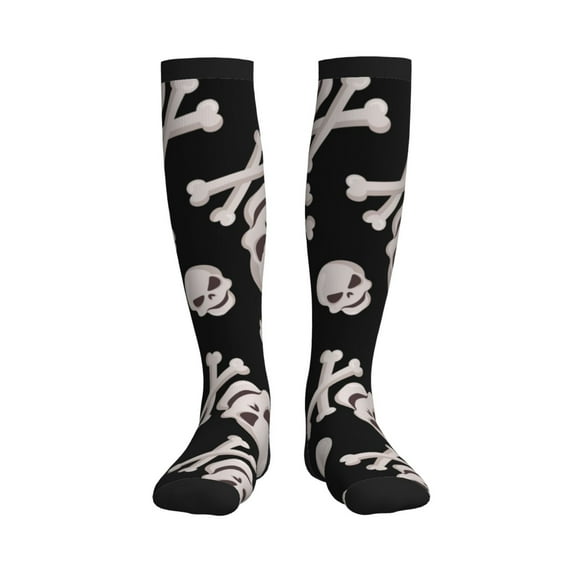 Bixox black white Skull bone Print Compression Socks,Compression Socks Women & Men Circulation for Medical,Running,Athletic