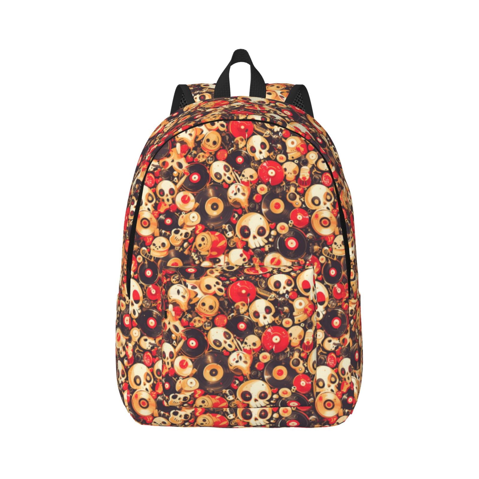 Bixox cute record music Skull Printing Canvas Backpack Lightweight