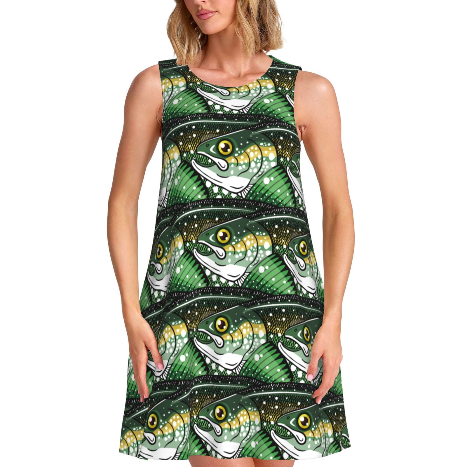 Fishing Lady Printed A-line Dress