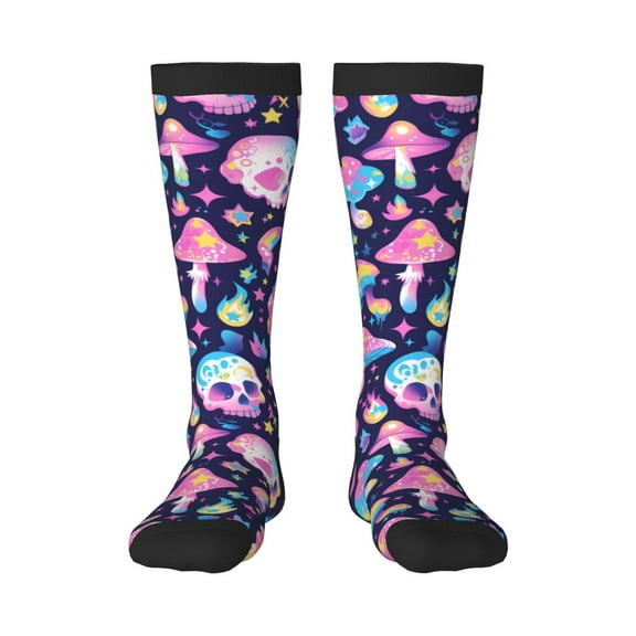 Bixox mushroom colorful Skull star Patterned Men's and Women's Knee Socks High Socks Outdoor Sports Socks