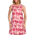 thumbnail image 1 of Bixox pink ribbon bows Print Women's Sleeveless A-Line Dress with Pockets, Casual Knee-Length Tank Dress for Summer-XX-Large, 1 of 7