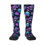 Bixox purple flower blue Skull Patterned Men's and Women's Knee Socks High Socks Outdoor Sports Socks
