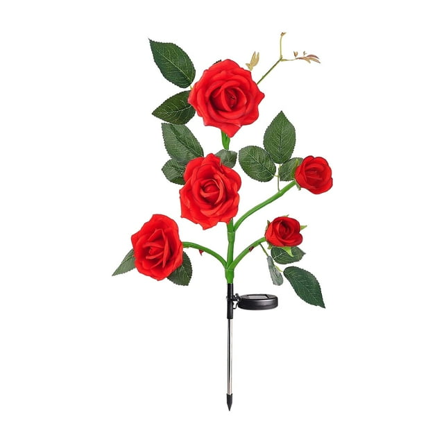 Biyua Home Decor Solar Imitation Rose Flower Lights Simulation Rose