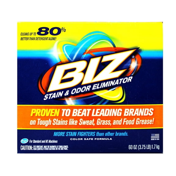 Biz Laundry Detergent Powder Booster, Stain & Odor Removal, 60 Ounces (Pack of 4)