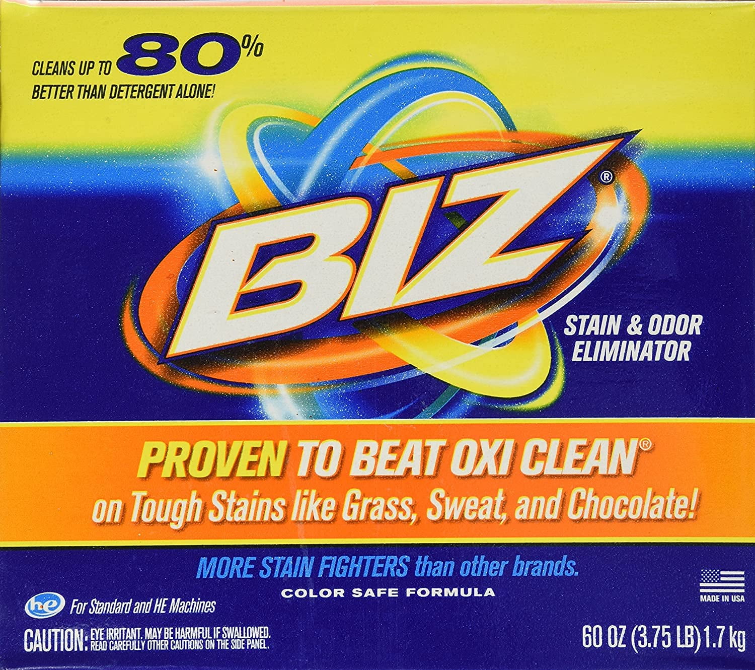 Biz Laundry Detergent Powder Booster, Stain & Odor Removal, 60 Ounces