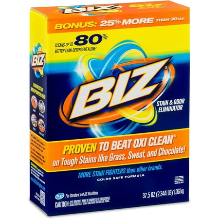 Biz Laundry Detergent Powder Booster, Stain & Odor Removal - 8-Pack, 37.5 Ounce Boxes