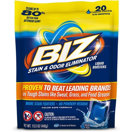 Biz Liquid Boosters Stain and Odor Eliminator, 20 Loads Pack of 4