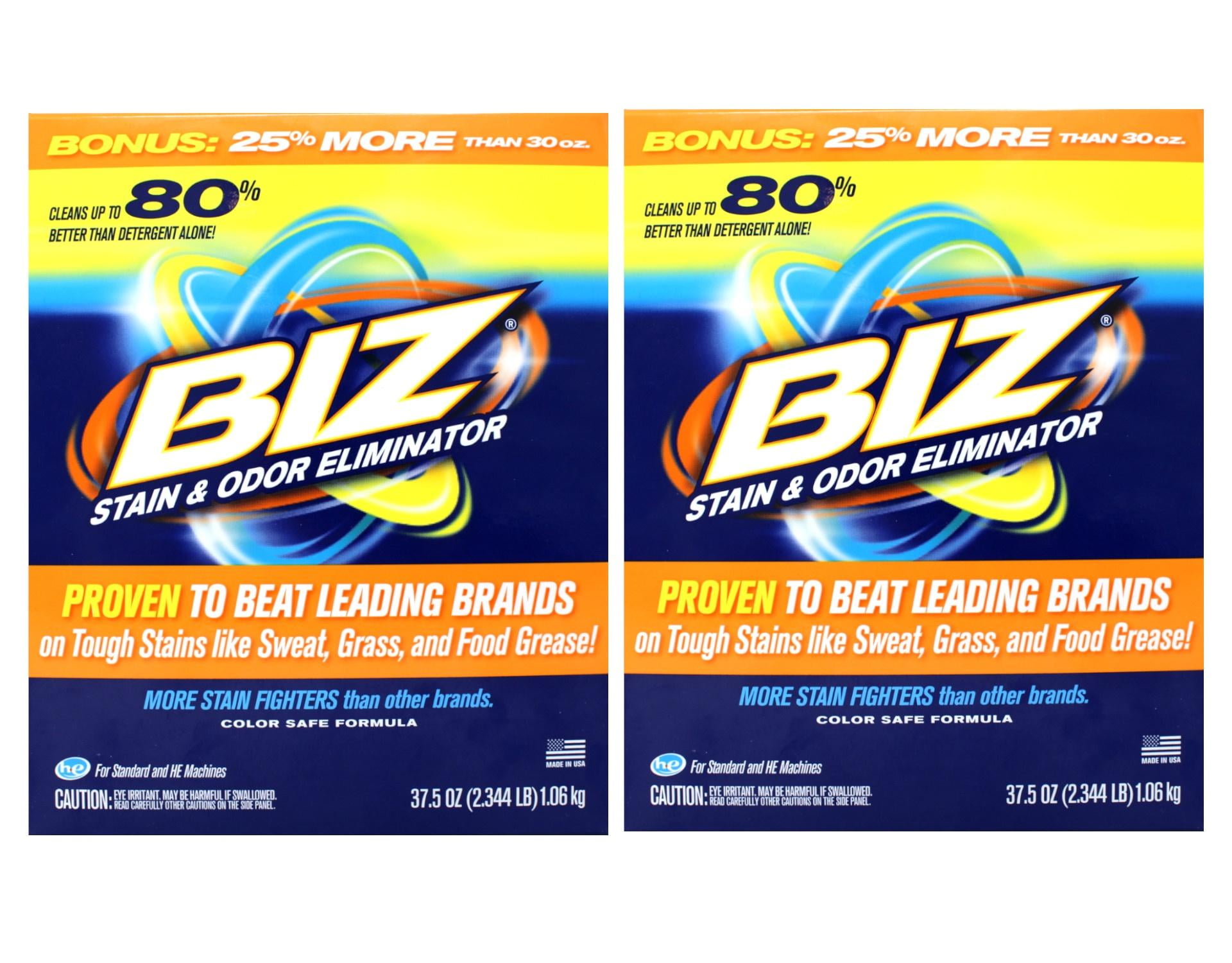 Biz Powder Stain and Odor Eliminator on Tough Stains like Sweat, Grass