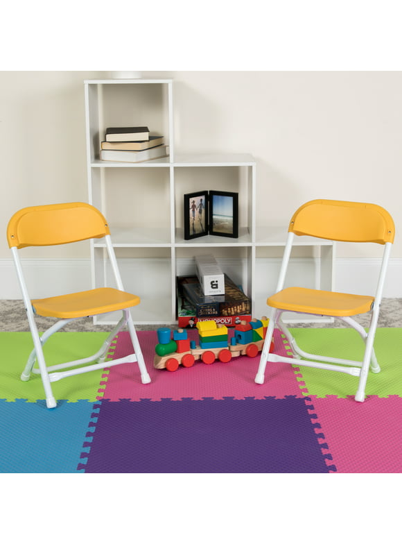 BizChair 10 Pk. Kids Yellow Plastic Folding Chair