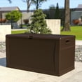 thumbnail image 1 of BizChair 120 Gallon Plastic Deck Box - Outdoor Waterproof Storage Box for Patio Cushions, Garden Tools and Pool Toys, Brown, 1 of 9