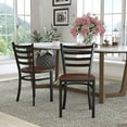 thumbnail image 1 of BizChair 2 Pack Black Ladder Back Metal Restaurant Chair - Mahogany Wood Seat, 1 of 13