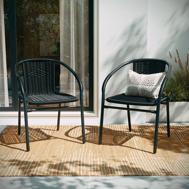Black rattan patio chair hot sale