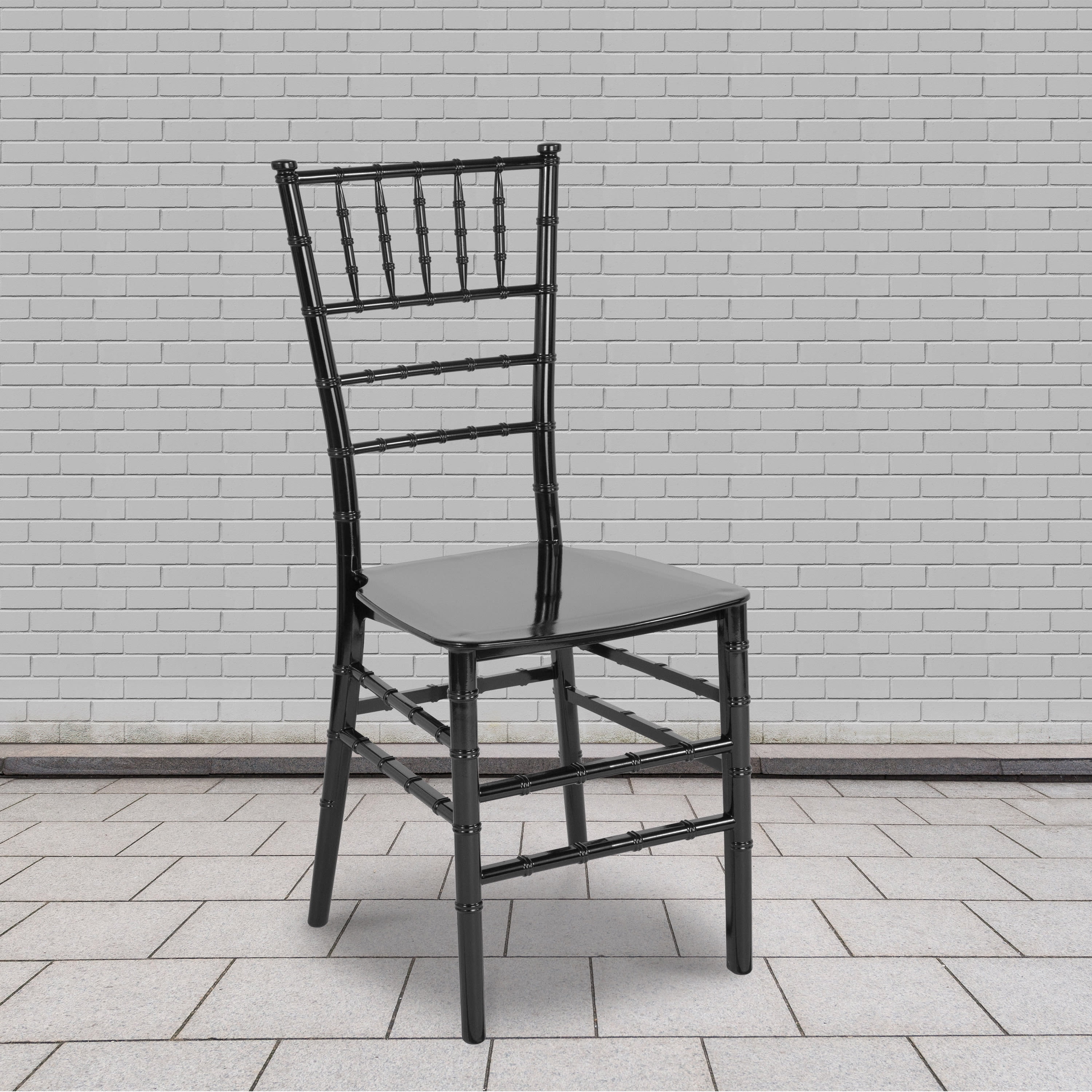 BizChair 2 Pack Black Stackable Resin Chiavari Chair