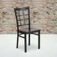 thumbnail image 1 of BizChair 2 Pack Black Window Back Metal Restaurant Chair - Walnut Wood Seat, 1 of 8