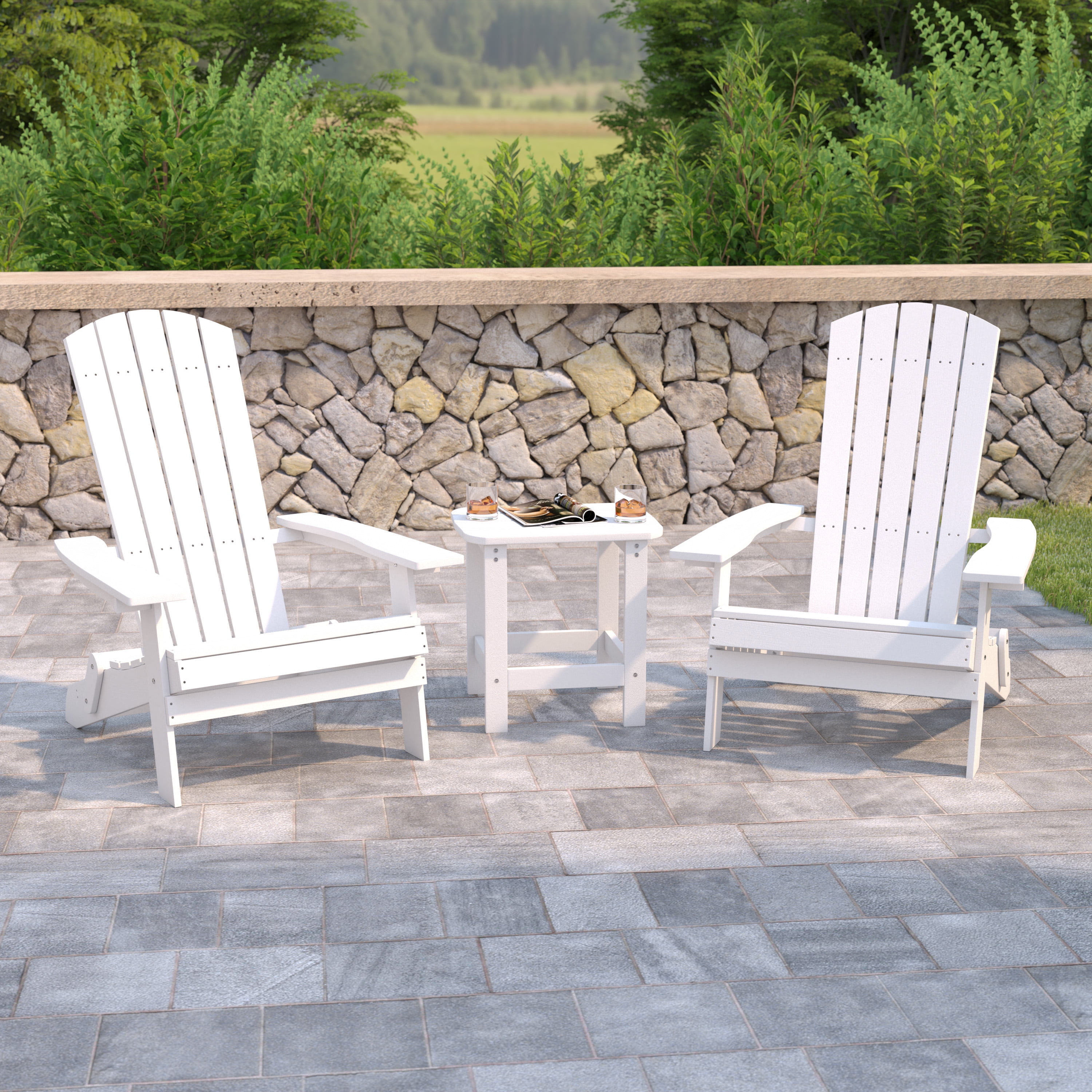 BizChair 2 Pack Commercial All Weather Poly Resin Folding