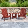 thumbnail image 1 of BizChair 2 Pack Commercial All-Weather Poly Resin Wood Adirondack Chairs with Side Table in Red, 1 of 12