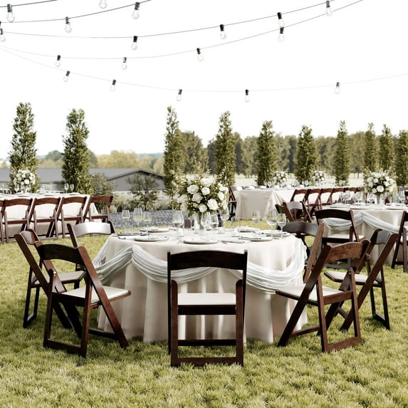 BizChair 2 Pack Commercial Dark Brown Indoor/Outdoor Lightweight Wood Look Resin Folding Event Chair