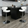 thumbnail image 1 of BizChair 2 Pack Contemporary Cozy Mid-Back White Vinyl Adjustable Height Barstool with Chrome Base, 1 of 14
