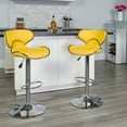 thumbnail image 1 of BizChair 2 Pack Contemporary Cozy Mid-Back Yellow Vinyl Adjustable Height Barstool with Chrome Base, 1 of 8