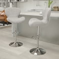 thumbnail image 1 of BizChair 2 Pack Contemporary Gray Fabric Adjustable Height Barstool with Curved Back and Chrome Base, 1 of 15