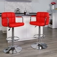 thumbnail image 1 of BizChair 2 Pack Contemporary Red Quilted Vinyl Adjustable Height Barstool with Arms and Chrome Base, 1 of 15