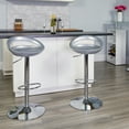 thumbnail image 1 of BizChair 2 Pack Contemporary Silver Plastic Adjustable Height Barstool with Rounded Cutout Back and Chrome Base, 1 of 8