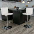 thumbnail image 1 of BizChair 2 Pack Contemporary White Vinyl Adjustable Height Barstool with Panel Back and Chrome Base, 1 of 14