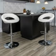 thumbnail image 1 of BizChair 2 Pack Contemporary White Vinyl Rounded Orbit-Style Back Adjustable Height Barstool with Chrome Base, 1 of 16