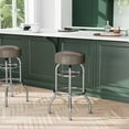 thumbnail image 1 of BizChair 2 Pack Double Ring Chrome Barstool with Beige Seat, 1 of 10