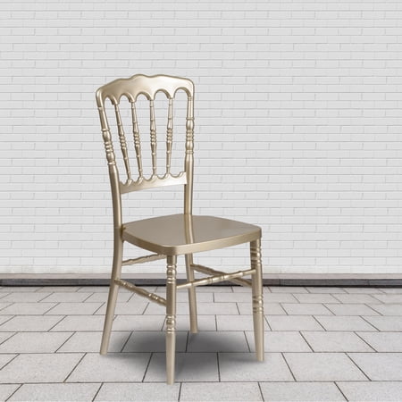 BizChair 2 Pack Gold Resin Stacking Napoleon Chair