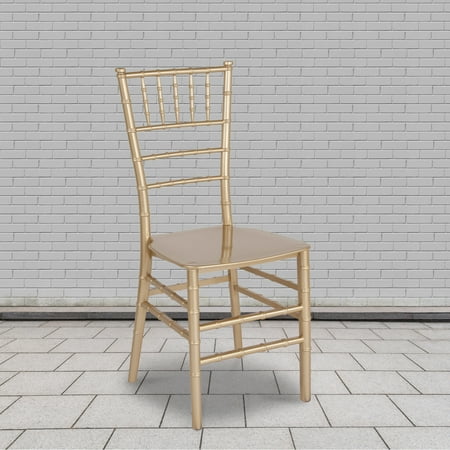 BizChair 2 Pack Gold Stackable Resin Chiavari Chair
