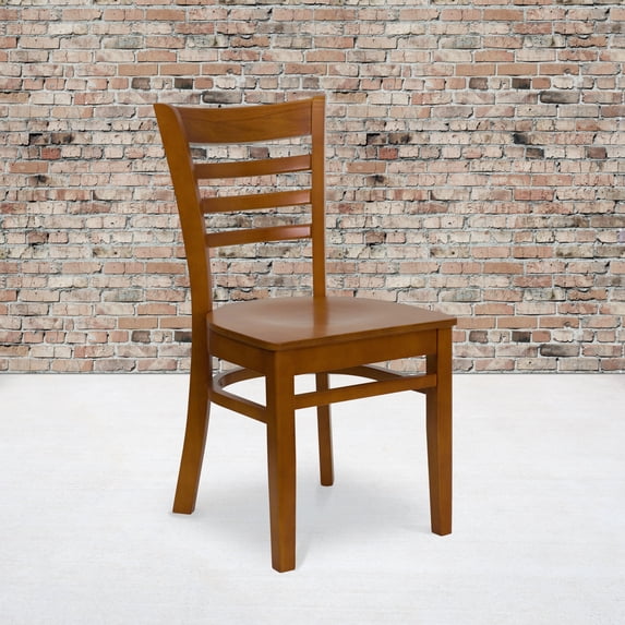 BizChair 2 Pack Ladder Back Cherry Wood Restaurant Chair
