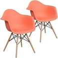 thumbnail image 1 of BizChair 2 Pack Peach Plastic Chair with Arms and Wooden Legs, 1 of 7